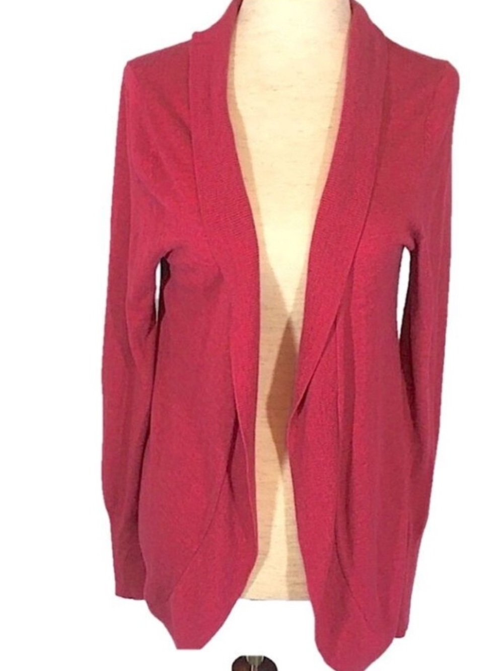 Open Front Knit Cardigan Size Medium Muted Raspberry Pink - Picture 9 of 14